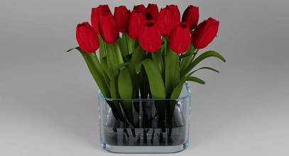 tulips glass bowl arrangement bouquet decoration flower interior model plant small tulip vertexvertex 3d print model - Mito3D