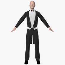 tuxedo animation attire bow business character clothes coat costumes elena shvets frock game guys human jacket male man model outfit pants shirt suit tailcoat tie tracksuit vest 3d print model - Mito3D