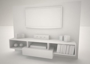 set de tv conjunto la electrónica muebles 3d print model - Mito3D