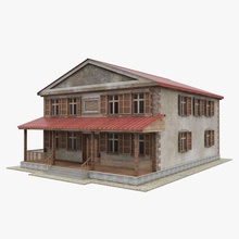 two-storey house 3d architecture building city exterior family home max model modern residential simple single storey structure stubborn3d suburban town two vila village vray 3d print model - Mito3D
