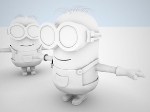 two minions - ready rigging animation cartoon character despicable drinkerdp fantasy film game high human me minion model poly professional quality rig toon 3d print model - Mito3D