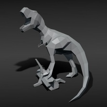 tyrannosaurus low-poly 3d Tier Dinosaurier hunter niedrigere säugetier Modell papercraft pepakura poly predator prähistorische shuripusta 3d print model - Mito3D