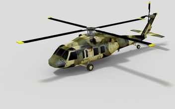 uh-60 black hawk 60 hava uçak ordu siyah blackhawk helikopter rüya avcısı kuvvet oyun gamedev Şahin daha düşük lowpoly askeri model poligonal tps ah uh60 birlik araç 3d print model - Mito3D