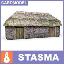 ukrainian shed architecture building cottage crafts exterior game home house kyiv lower lowpoly model paper papercraft papermode poly stasma structure thatch toy ukraine village wood 3d print model - Mito3D