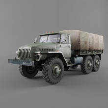 ural-4320 4320 6x6 ülke çapraz ağır endüstriyel daha düşük lowpoly askeri model offroad poly yarı Sovyetler ulaşım kamyon ural ural4320 araç wheeler xxxgaurangaxxx 3d print model - Mito3D