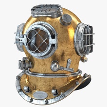 us navy diving helmet 02 armor boat copper dirt dove fourth model nautical ocean oxygen pressure rusted scuba sea shipping sport suit tank underwater war water way weapon 3d print model - Mito3D