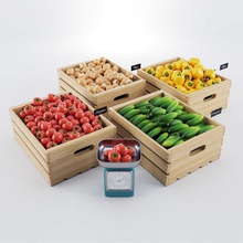 vegetables boxes 3d box collection cucumber ddd artist farmer food fresh grocery market model onion pepper produce rack scales shop stand store table tomato vegetable 3d print model - Mito3D