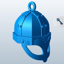 viking helmet v1 pull chain fobs fob items printable lowpoly 3d print model - Mito3D