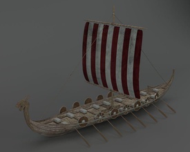 viking ship 1 architecture boat design drachenboot historic longboat medieval mfrid military model north sail shipping structure transport vehicle warrior 3d print model - Mito3D