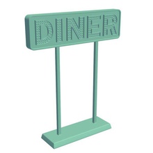 Oldtimer diner Schild v1 jahrgang sign Zeichen zeigt bedruckbar ist lowpoly Anzeichen 3d print model - Mito3D