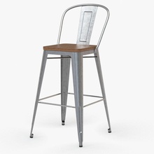 vintage metal bar stool back ii 3d aaartek cafe chair cheap dinner furnishings furniture model practical seat silver tabouret trendy ultrafashionable wood 3d print model - Mito3D