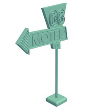 vintage motel-Schild v1 jahrgang das motel sign Zeichen zeigt bedruckbar ist lowpoly Anzeichen 3d print model - Mito3D