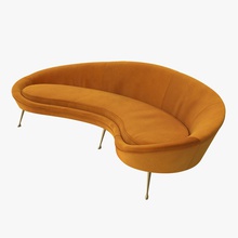 estilo vintage curva sofá amarelo Da década de 1950 3d molier archviz chique clássico o design a moda mobiliário móveis ico interior internacional luxo modelo idade parisi retro pobre veludo vray 3d print model - Mito3D