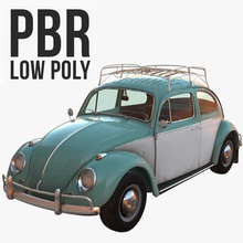 volkswagen beetle classic low poly antique auto car cryengine game hippie lower lowpoly model old pbr realistic small stiffme1ster udk ue4 unity vehicle vintage vw wheel 3d print model - Mito3D