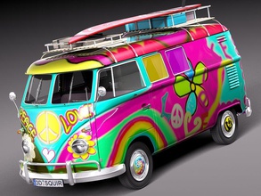 volkswagen camper van de 1950 hippy 50 60 antigüedades coche clásico la flor alemania pesado hippie modelo oldtimer picnic retro squir el surf surfer t1 estados unidos furgoneta vehículo vintage vw 3d print model - Mito3D