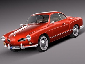 volkswagen karmann ghia coupe 1955-1974 1955 1956 1957 1958 1959 1960 1970 1971 1972 1973 1974 50s 60s 70s antique car german model sport squir vehicle vw 3d print model - Mito3D
