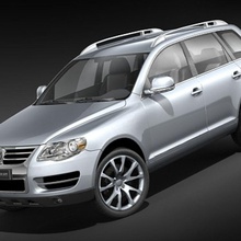 volkswagen touareg midpoly 2007 2008 2009 4x4 germany heavy offroad squir suv vehicle vw wagon 3d print model - Mito3D