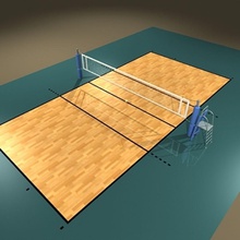 terrain de volley-ball les balles banc bluegreen cour champ jeu net officiel jeux olympiques arbitre service sport le volley 3d print model - Mito3D