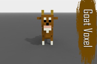 voxel di capra low-poly animale cubo farm gioco più in basso mammifero modello pixel poli w freixo 3d print model - Mito3D