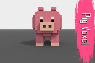 voxel maiale low-poly animale i blocchi cubo gioco più in basso lowpoly mammifero modello di pixel poli w freixo 3d print model - Mito3D