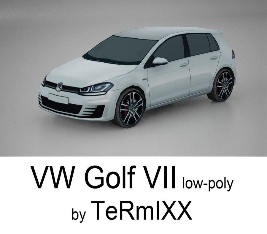 vw golf vii low-poly 7 auto gioco il gti più in basso modello poli sport termixx veicolo volkswagen 3D print model - Mito3D