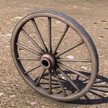 wagon wheel carriage cart model old parts realistic spokes tire transport vehicle western wood x theduke 3d print model - Mito3D
