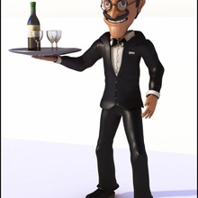 garson karikatür 3d animasyon bar barmen papyon İngiliz çizgi film karakter fbx fullyrigged okuyun çocuklar insan lord lowpoly erkek adam marc maya model mons n oldman restoran rig rigg duman 3d print model - Mito3D