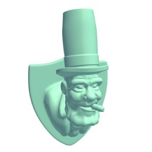 wall mountold rich man head top hat v1 mount old decorations printable lowpoly 3d print model - Mito3D