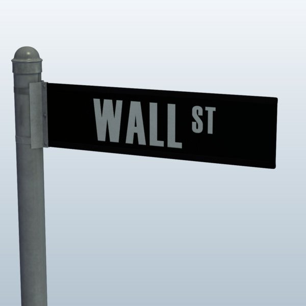wall street sign post v1 signs displays printable lowpoly 3D print model - Mito3D