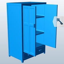 wardrobe v1 dollhouse furniture printable lowpoly 3d print model - Mito3D