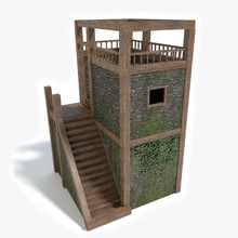 watch tower abrams ancient architecture building creations fantasy fort fortress landmark lower medieval model old poly structure tall viking watchtower wood wooden 3d print model - Mito3D