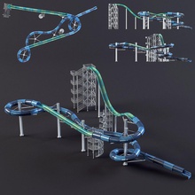 su parkı slides4 3d eğlence mimarlık cazibe tasarım elemanları endüstriyel model otopark parçalar rusttm88 kayar kentsel 3d print model - Mito3D