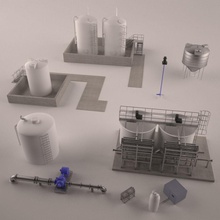 planta de tratamento água pack arquitetura salmoura exitaph industrial a máquina modelo tubulação estrutura tanque resíduos 3d print model - Mito3D