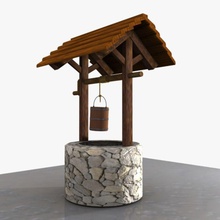 water well 2 animal architecture bucket city decoration decorative elements environments farm garden hole life model square stone town village virtualhorizonstudio wall wishing wood wooden 3d print model - Mito3D