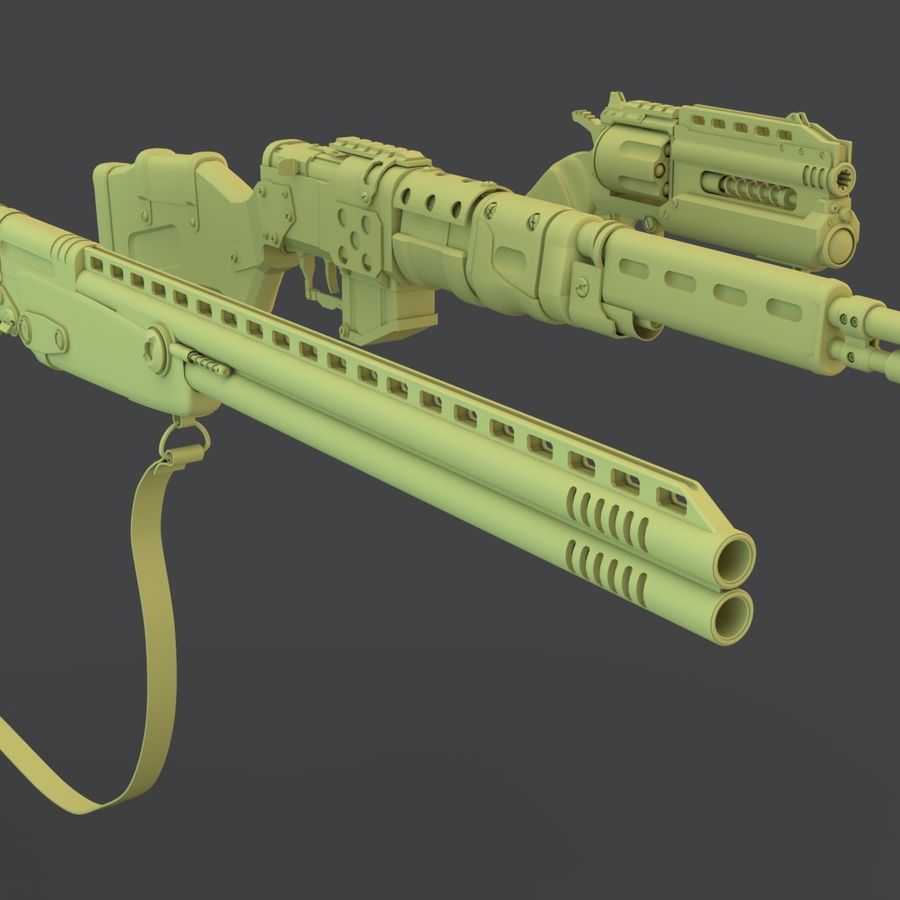 paquete de armas apocalíptico arma fuego makbeton modelo pack post 3D print model - Mito3D