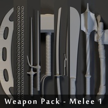 weapons pack - melee 1 bat chain collection epiceric flanged hammer katana leth mace machete mjolnir model sai thor tomahawk weapon 3d print model - Mito3D