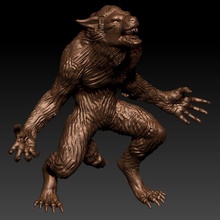 werewolf anatomy angry animal beast character cnc creatures dark dog fantasy horror human humanoid lucky hunter 2008 model monster movie muscle mutant mythology organic rig scary skin werwolf wolf 3d print model - Mito3D