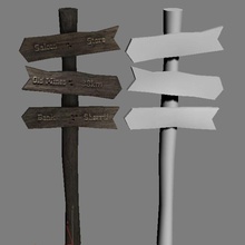 western wooden signpost architecture elements game holyyloh lower model poly ready texture unwrapped 3d print model - Mito3D