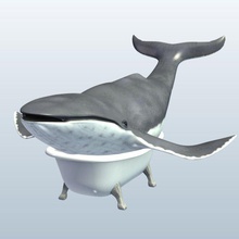 whale old fashion tub v1 bathtub animals printable lowpoly 3d print model - Mito3D