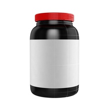 Molke-protein-Ergänzung-Flasche, rote Kappe hintergrund schwarz Flasche können cap container d Energie Essen gainer isolieren jarred Modell Ernährung Kunststoff Pulver protein rot seashellbikini sport Ergänzung die Molke weiß 3d print model - Mito3D