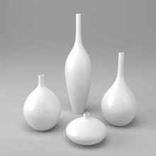 white decor vase set accessory bouquet collection decoration decorative flower furnishings gloss home house interior large model plant porcelain pot tall wivoca 3d print model - Mito3D