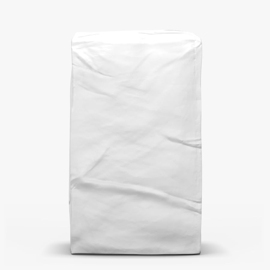 white paper bag 3d 3ddh Tasche container gekocht doypack Mehl Essen Lebensmittelgeschäft Küche Modell Verpackung - Pakete Papier Requisiten Beutel sack shop snack Zucker Supermarkt süß weiß 3D print model - Mito3D