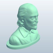 williamshakespeare v2 historical bust william shakespeare statues busts printable lowpoly 3d print model - Mito3D