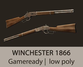 winchester 1866 - rifle aaa armor cowboy ego explosion fire free game gameready gun model professional props pumpgun shooters steampunk unity vis3d weapon west wild 3d print model - Mito3D