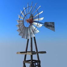 wind mill 3d american building contry dirty engine fan ferm hefturush historic industrial machine metalic model old rusted tower turbine water windmill wood 3d print model - Mito3D