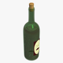 winebottle v1 wine bottle household items printable lowpoly 3d print model - Mito3D