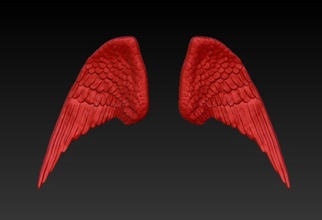 alas de par ángel animal la arquitectura aves negro dragón elementos pluma mosca bueno alta suerte cazador 2008 modelo calidad blanco ala 3d print model - Mito3D