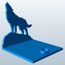 wolf howling moon v2 animals printable lowpoly 3d print model - Mito3D