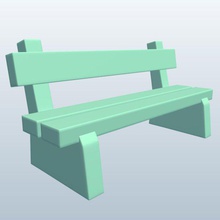wooden bench v1 outdoors printable lowpoly 3d print model - Mito3D