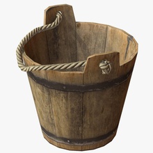 wooden bucket buckett case castle cellar container game garden industrial lower lowpoly medieval model old pail parts plant planter serrgok tub water wood 3d print model - Mito3D